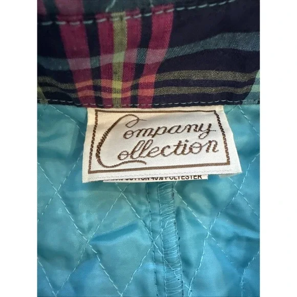 Vintage Company Collection Women's Snap Navy Pink Quilted Plaid Vest Size M - Picture 2 of 6